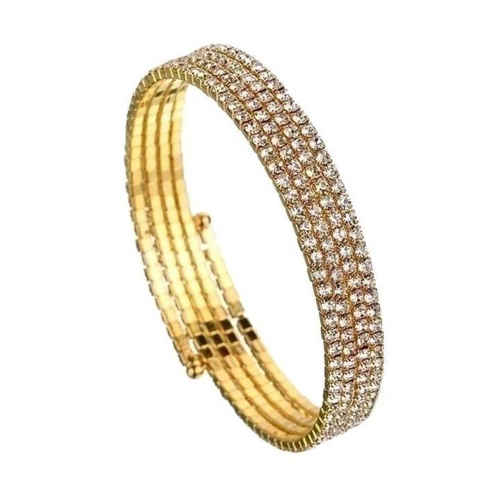 3 Ring Rhinestone Bracelet - Gold for wholesale by OliviaBlair Designs