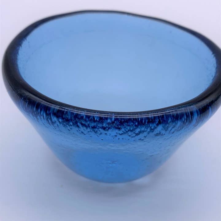 TUART GLASSWARE - Vendita all'ingrosso Ciotola per condimenti/salse - Mini ciotole in vetro. Ciotole da immersione. Ciotole per salsa. Ciotole in vetro riciclato fatte a mano. Blu trasparente. Verde trasparente. Set da 4 pezzi1