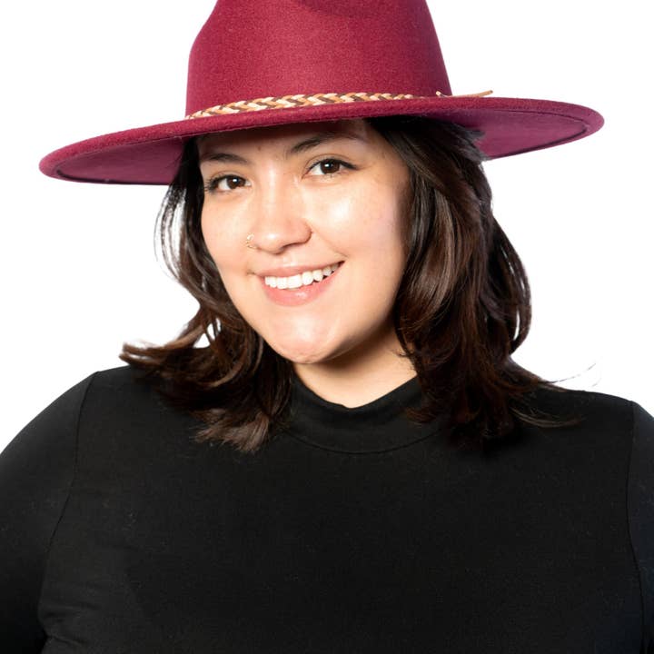 Marcus Adler - Venta al por mayor Sombrero fedora - Mujer - Sombrero panameño de fieltro con ribete trenzado