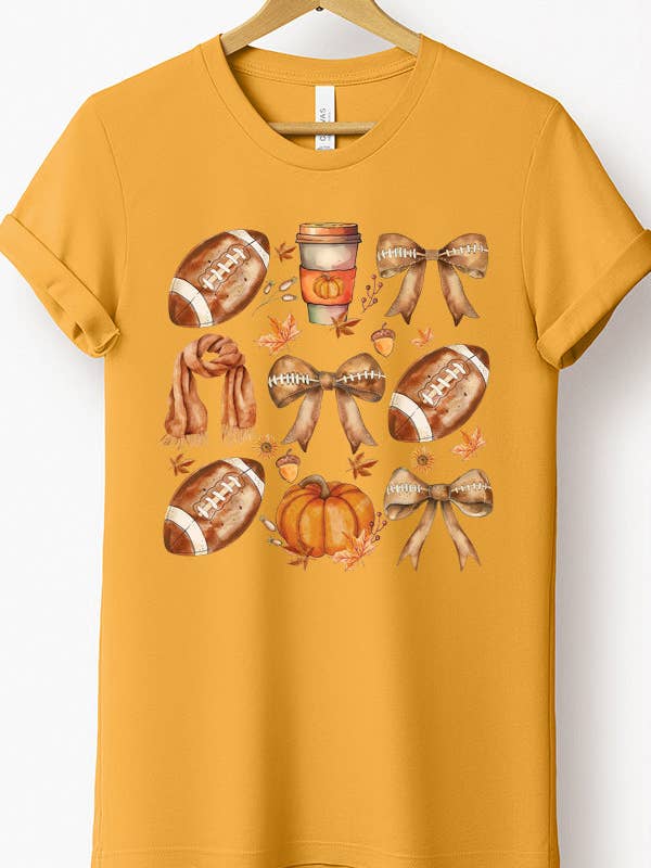 Gameday Fall Football Pumpkin Scarf Tee 275225 for wholesale by Cali Boutique Wholesale