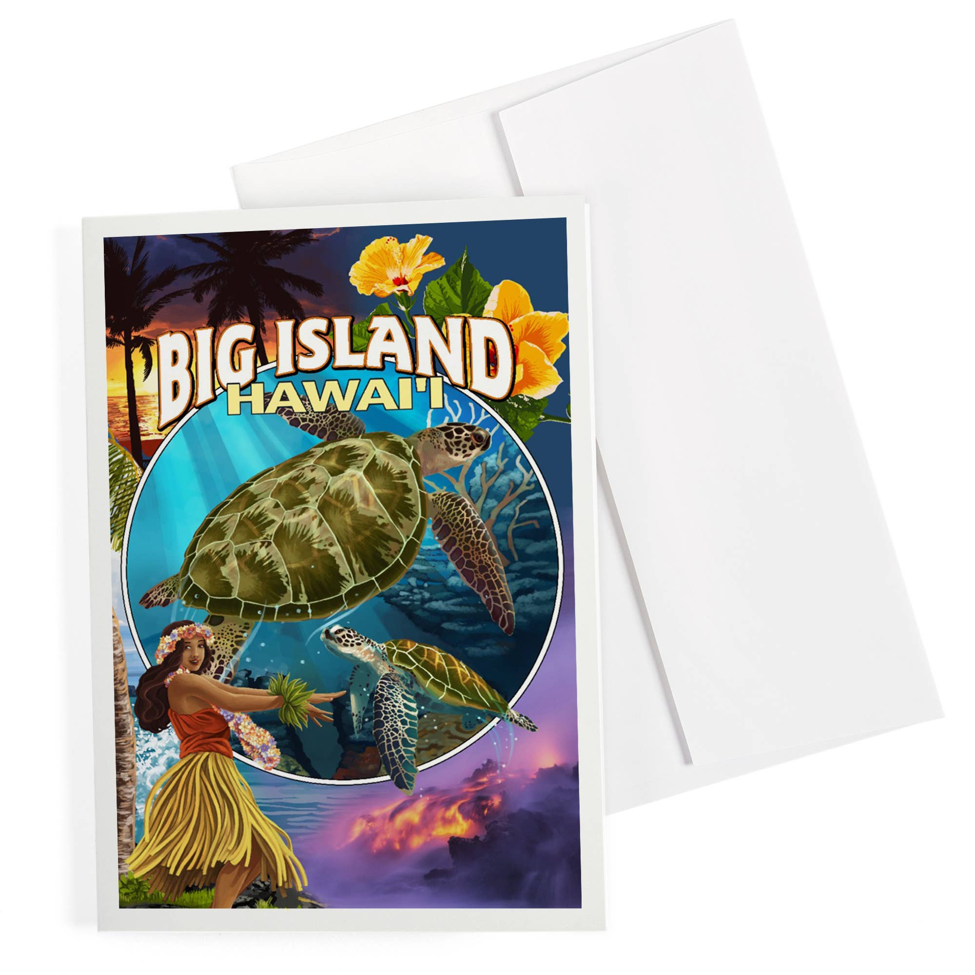 Lantern Press - Vendita all'ingrosso Biglietti di auguri generici - CARTOLINA Isola Grande, Hawaii, Montaggio Isola Grande0