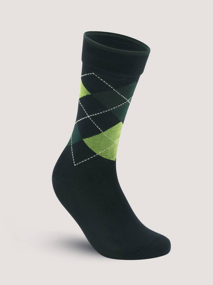 Green Argyle Cotton Socks for wholesale by Brian Oak Limited