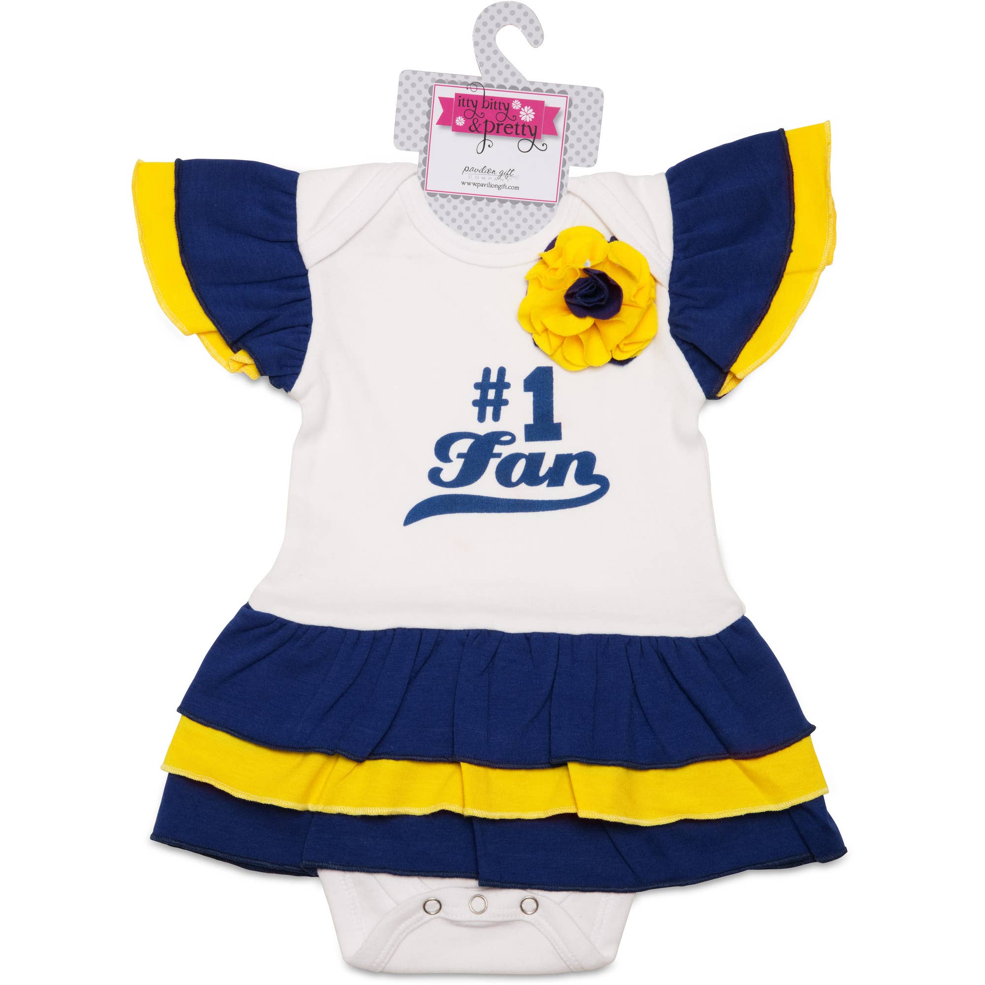 Pavilion - Wholesale Bodysuit (Non-Footed) - Baby - Blue & Gold - #1 Fan Onesie Dress 0-6 Months
3