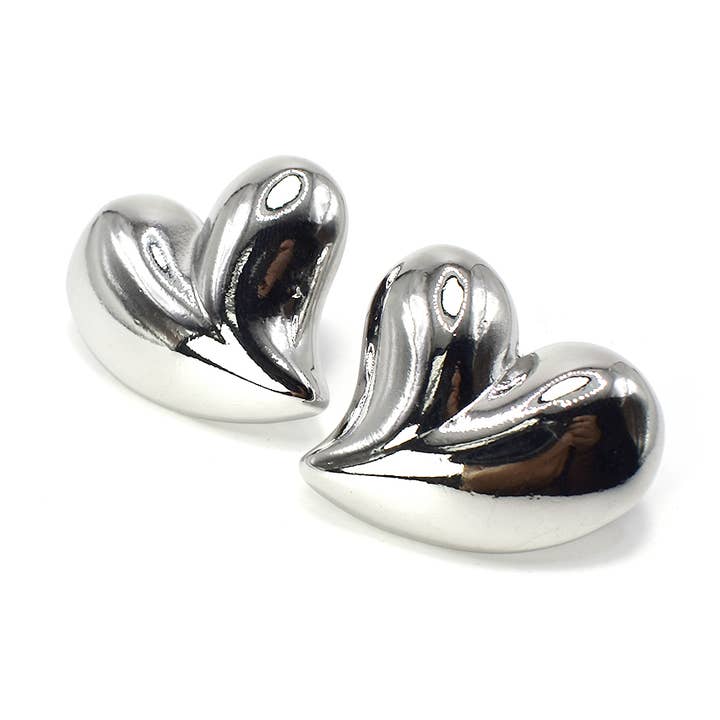 Minimalist Chunky Heart Brass Bold Earrings for wholesale by StarryNYC