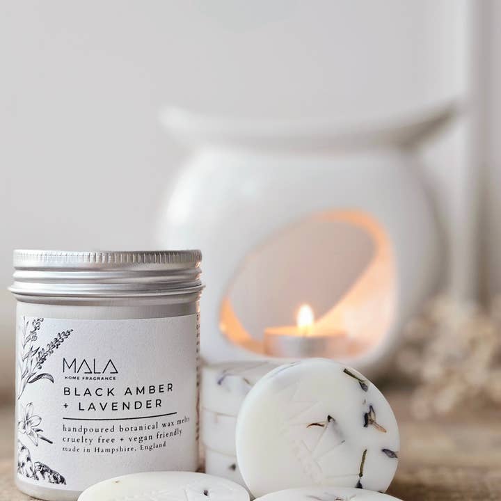 Black Amber + Lavender Wax Melts for wholesale by MALA Home Fragrance