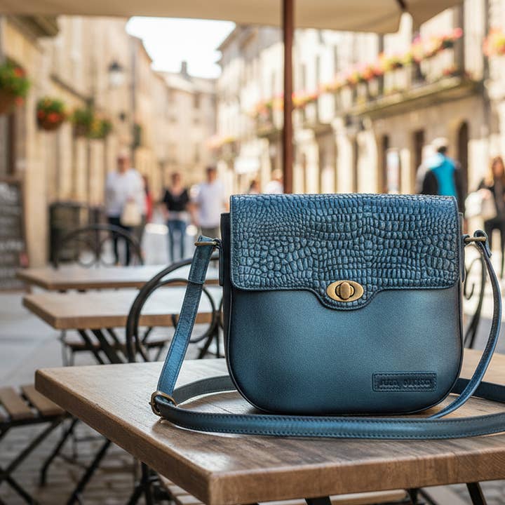 Alta Quero - Wholesale Crossbody Bag - Women's - Textured Leather Essentials Set– Wallets Crossbody BlueBlack5