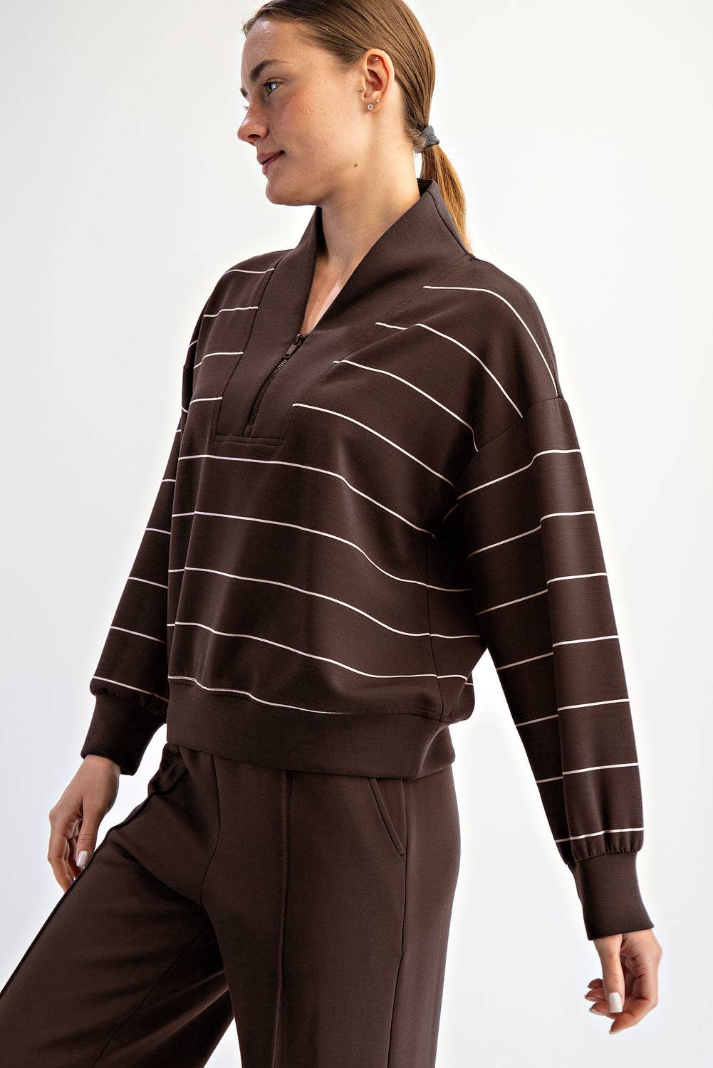 Rae Mode - Wholesale Jacket - Women's - MODAL SCUBA STRIPE V-NECK JACKET18