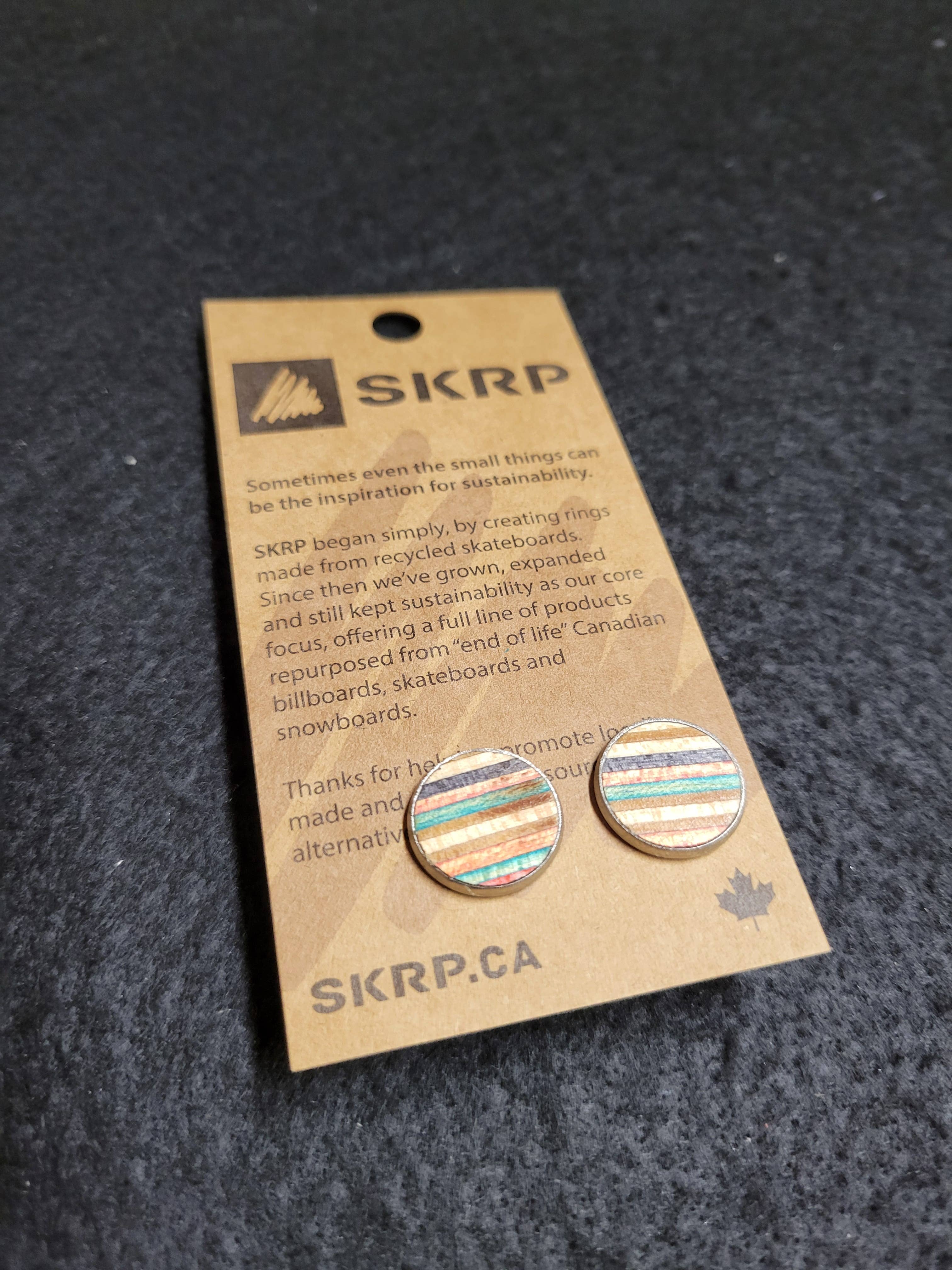 SKRP - Wholesale Stud/Post Earrings - Round Earrings made from recycled skateboards2