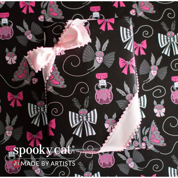 Cute Mothman Bows Gift Wrap (1 Sheet) for wholesale by Spooky Cat Press