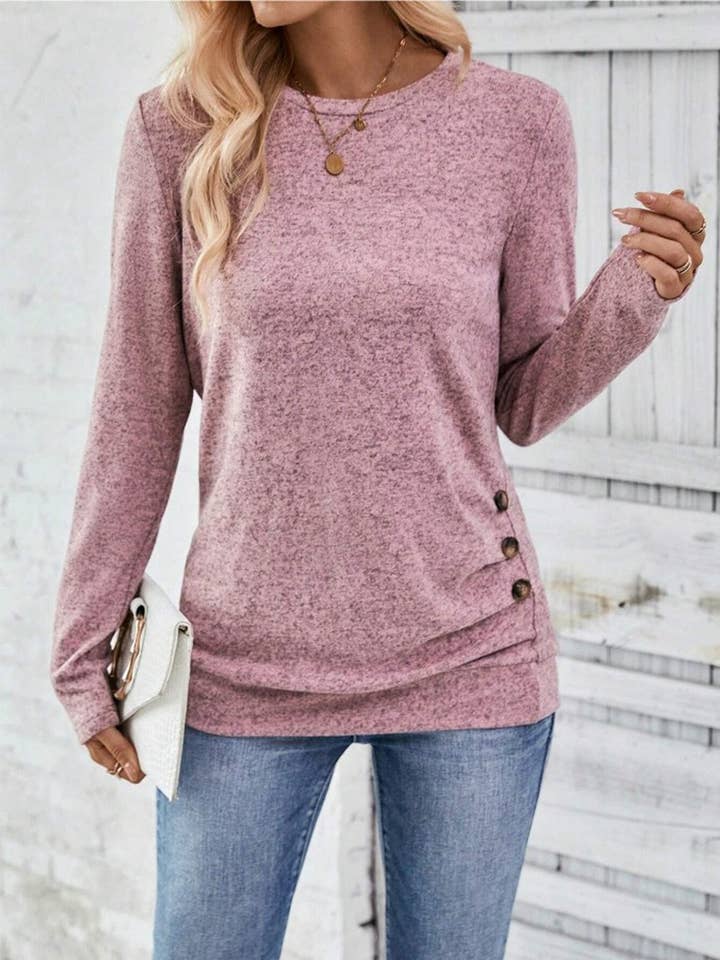 Lily Clothing - Wholesale Shirt - Women's - SOLID COLOR LONG-SLEEVED CUT-OUT CASUAL SHIRT