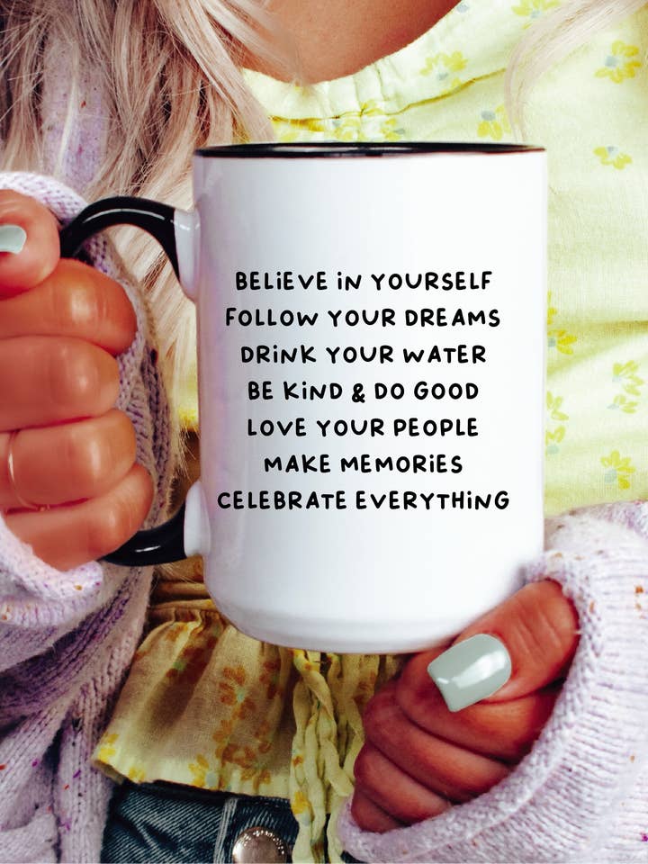 Simple Things 15oz Coffee Mug for wholesale by Blonde Ambition Apparel & Designs