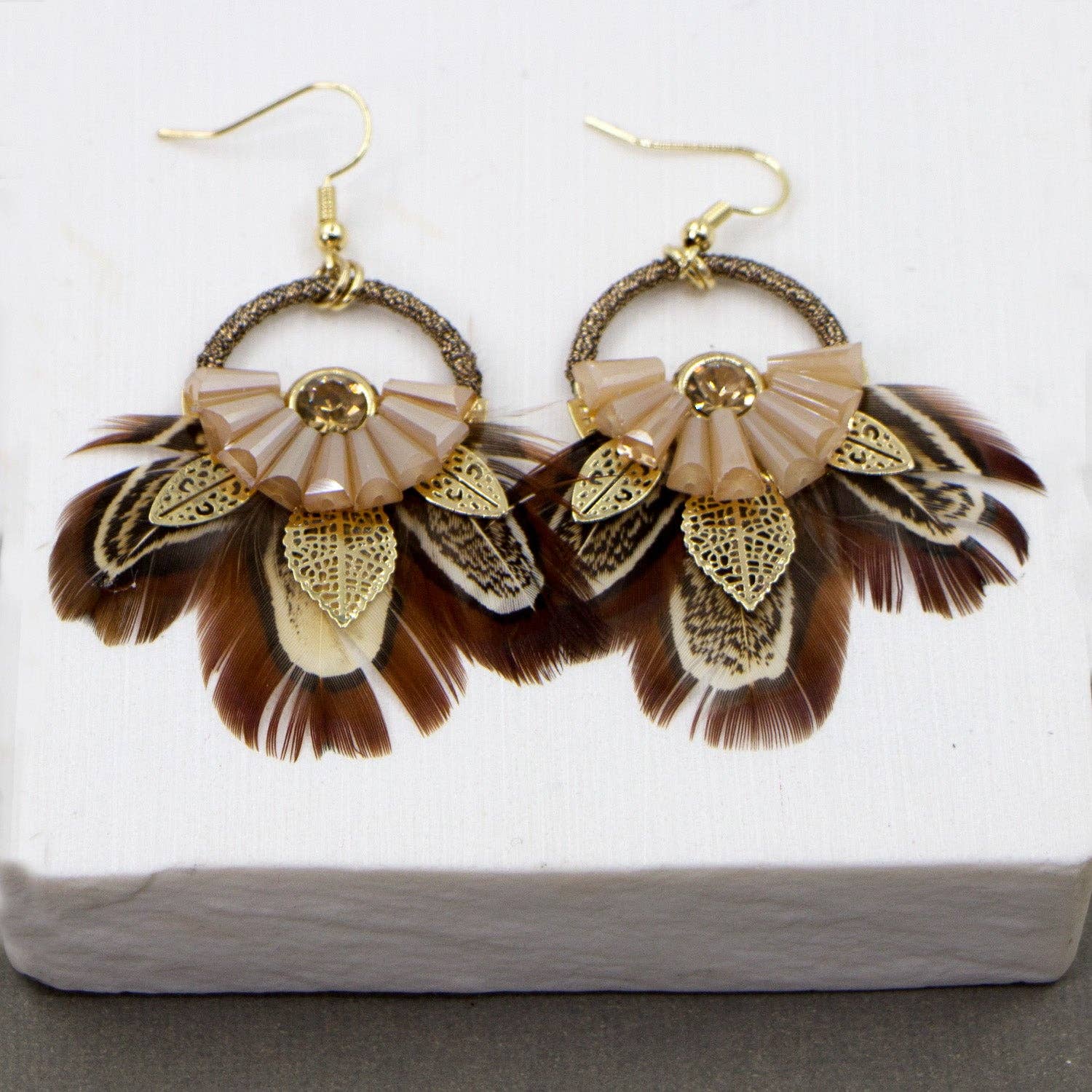Tempest Designs - Wholesale Dangle Earrings - Feather dream catcher motif drop boho style earrings0