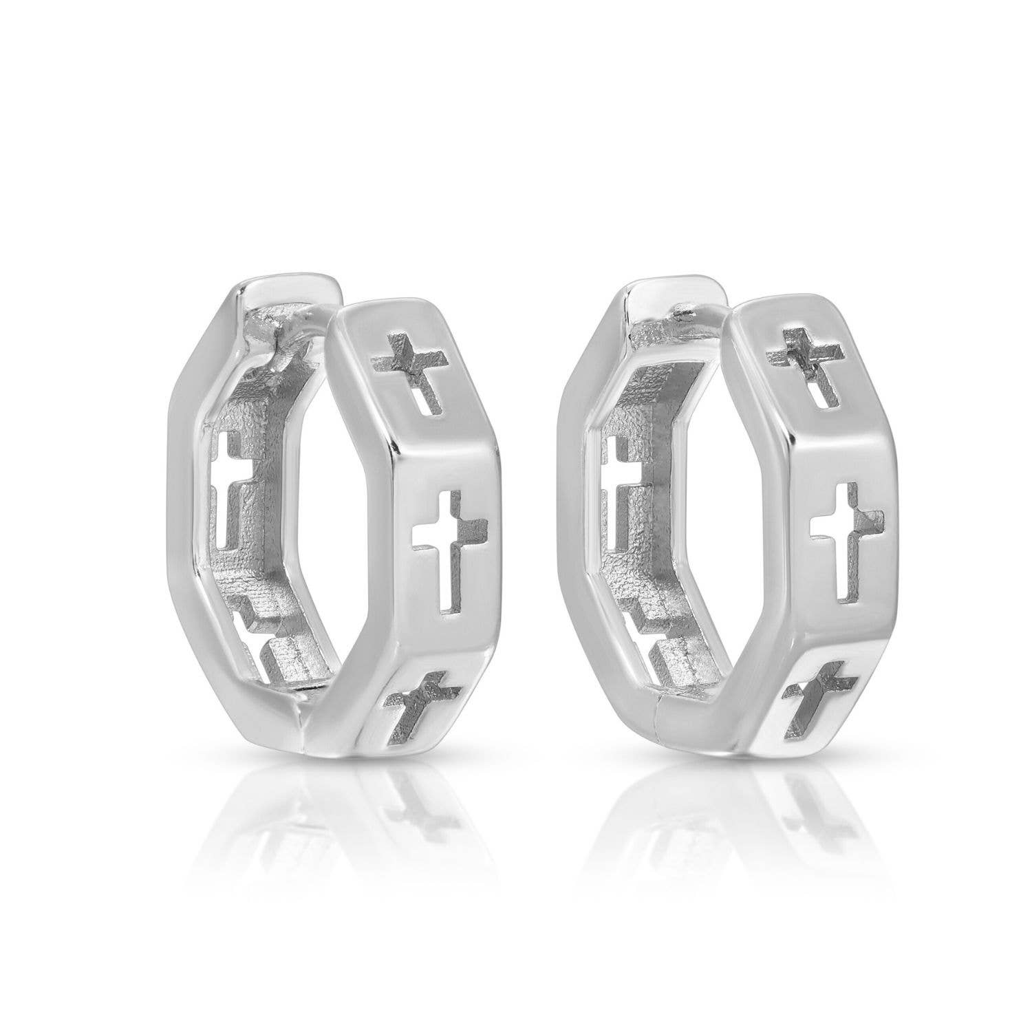 Splendid Iris - Wholesale Huggie Earrings - Understated Cross Huggies2