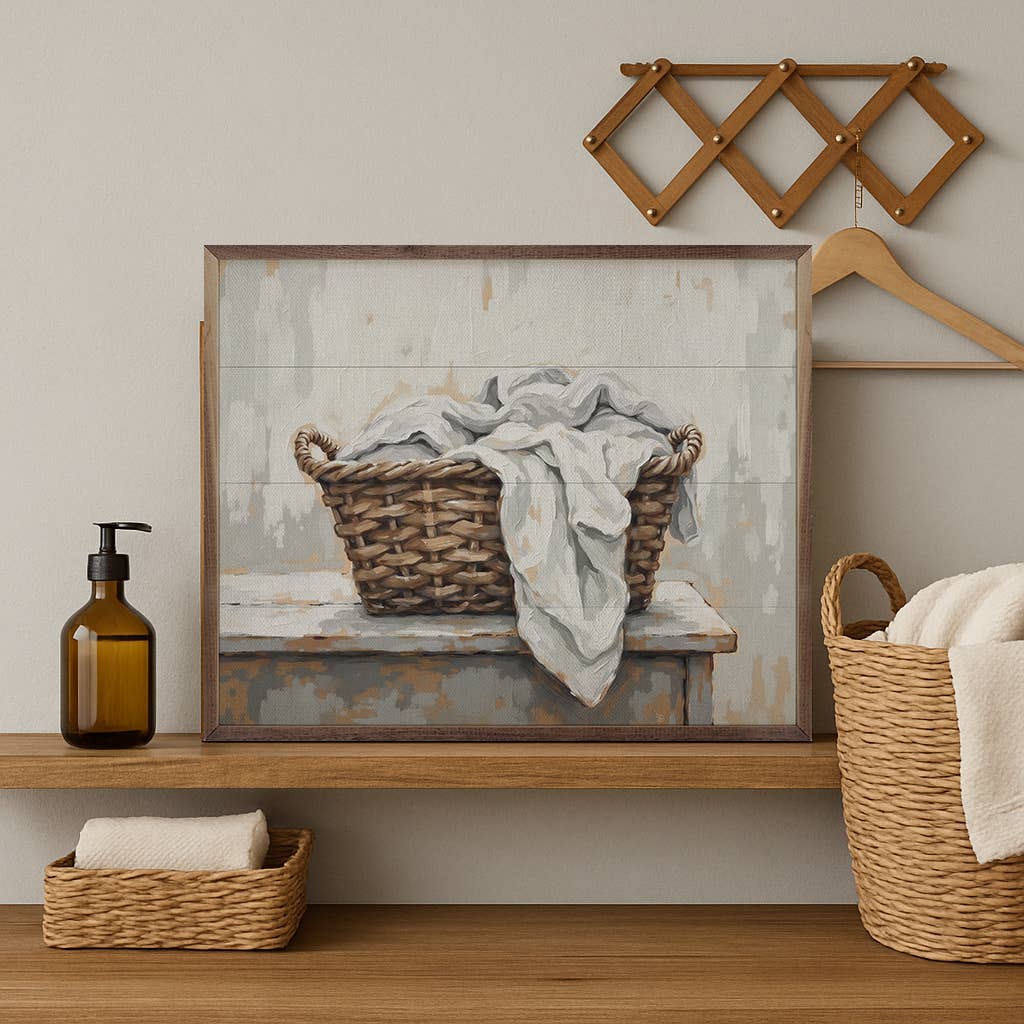 Kendrick Home - Wholesale Wood Wall Art - Laundry Basket1
