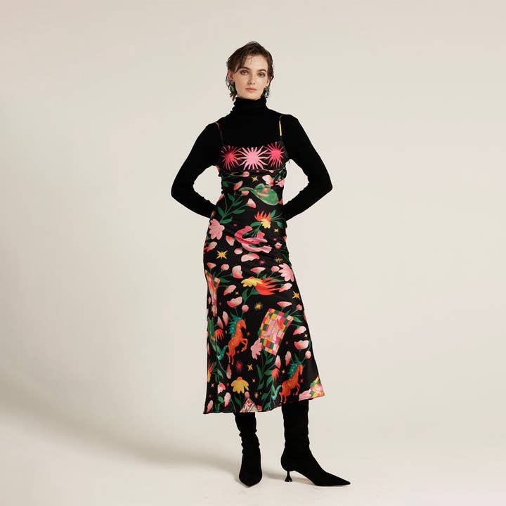 Love, Bonfire the Label - Wholesale Dress - Women's - Wildhorse Saloon Western Print Black Slip Dress1