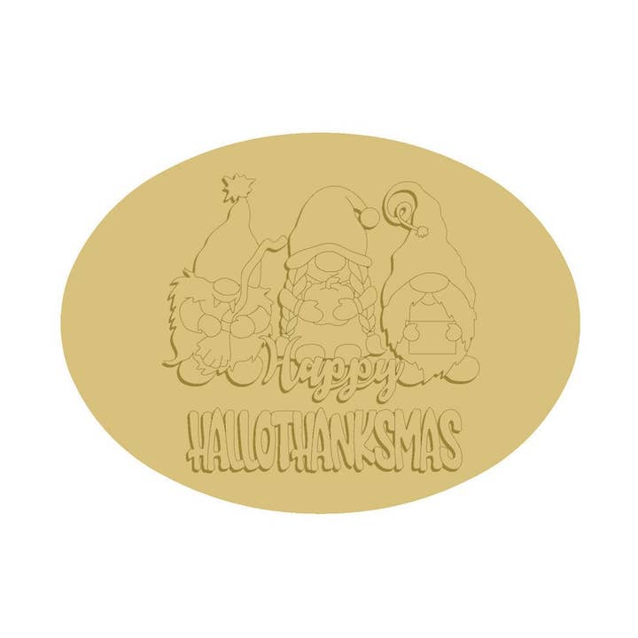 3D Happy Hallothanksmas Unfinished Wood Cutout Style 1 for wholesale by Diverse Woodworking