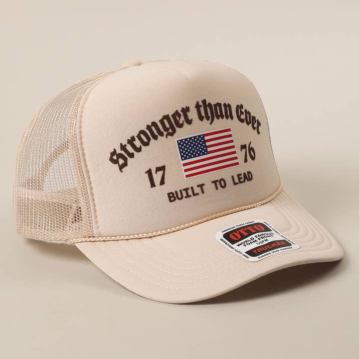 Fashion City - Vente Casquette de camionneur – unisexe - Casquette Trucker en Maille avec Imprimé Drapeau Américain Plus Fort que Jamais11