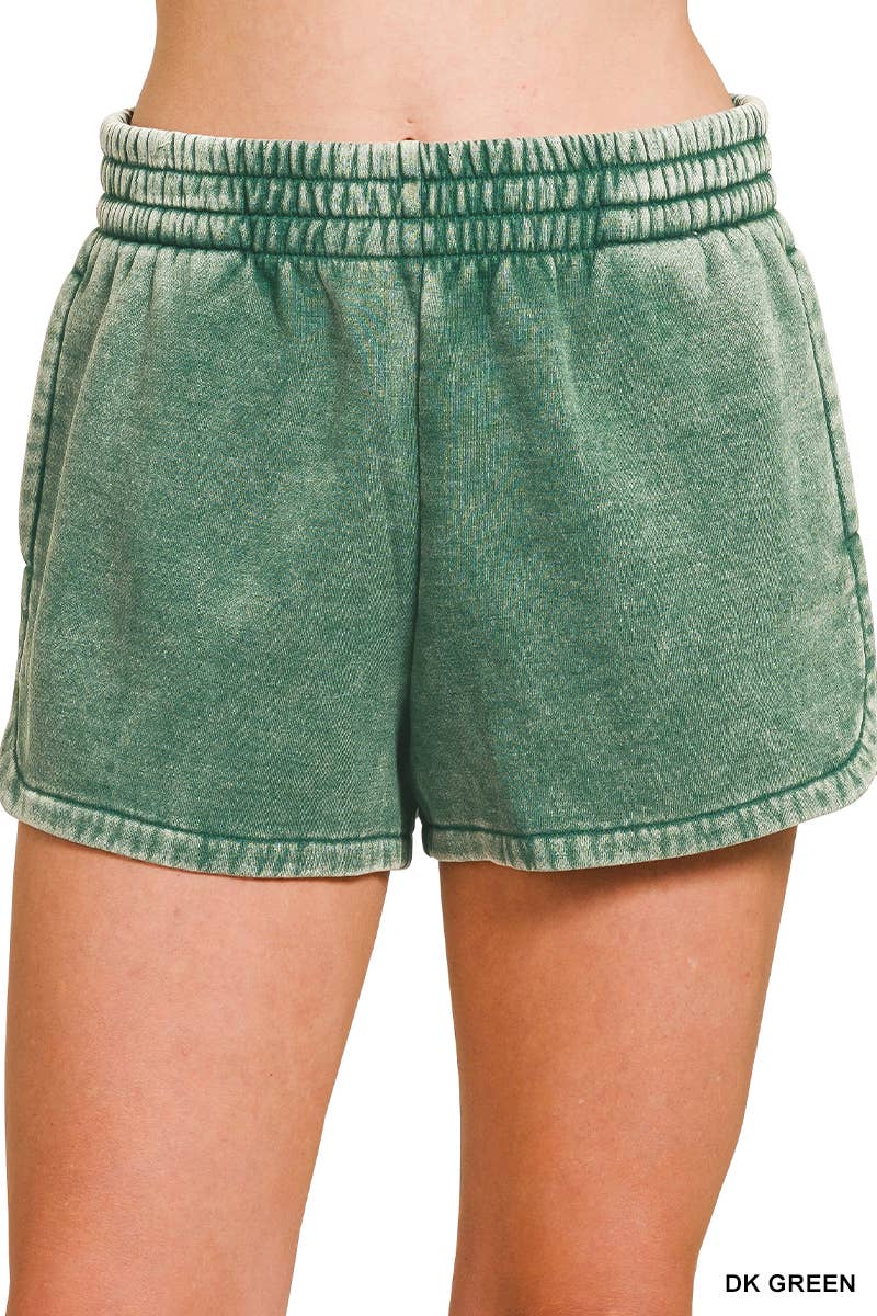 42POPS – Großhandel Shorts – Damen – 42POPS Fleece Shorts mit Acid Wash und einfarbigem Design26