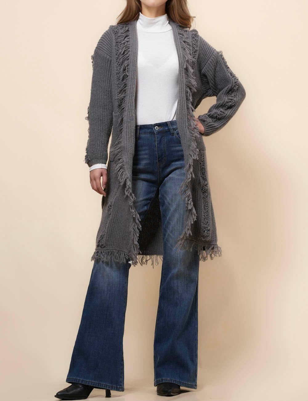 Sweetkama – wholesale Cardigan – Women’s – Ladies Solid Color Tassels Open Front Cardigan SKT4108812