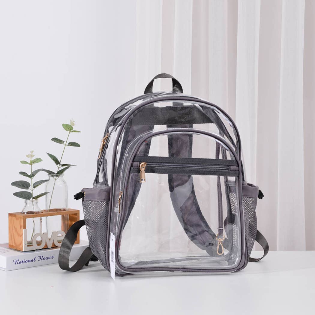 Fashion City - Wholesale Backpack - Women's - Solid Color Outlined Medium Clear Backpack15