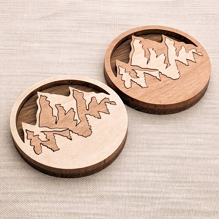 Mountain Magnet, Custom Wooden Travel Souvenir Personalized for wholesale by Foxwood Gifts Canada