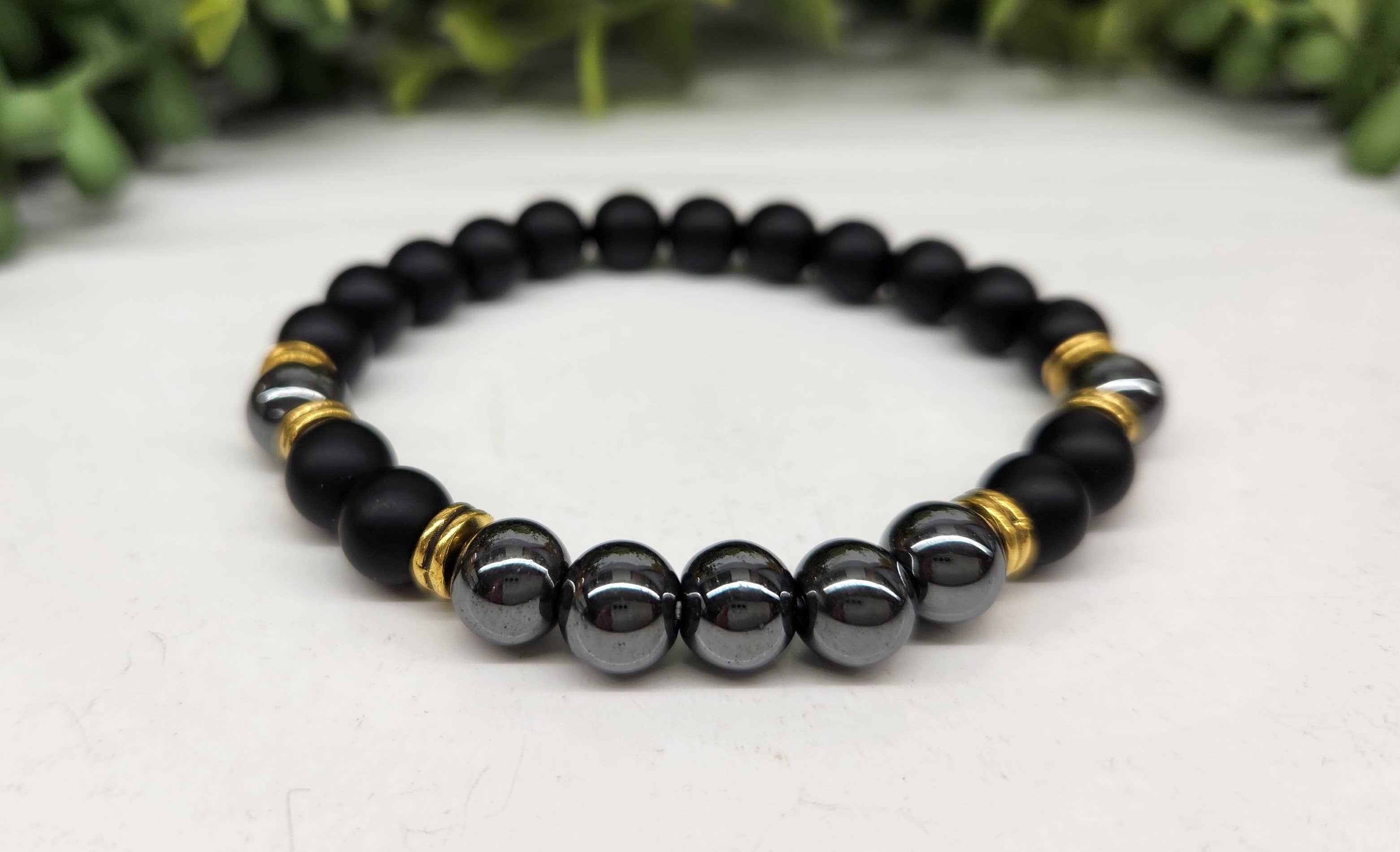 Meraki Gemstones - Wholesale Beaded Bracelet - GROUNDING/BALANCE - Black Obsidian-Matte/Hematite Bracelet3