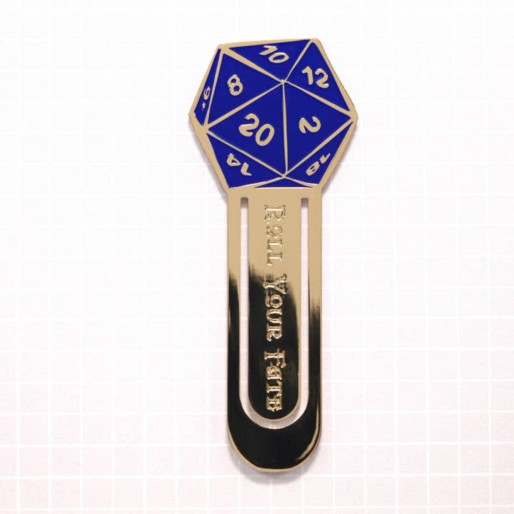 Metal D20 Dice Bookmark Blue - Twenty Sided D&D for wholesale by 1980who