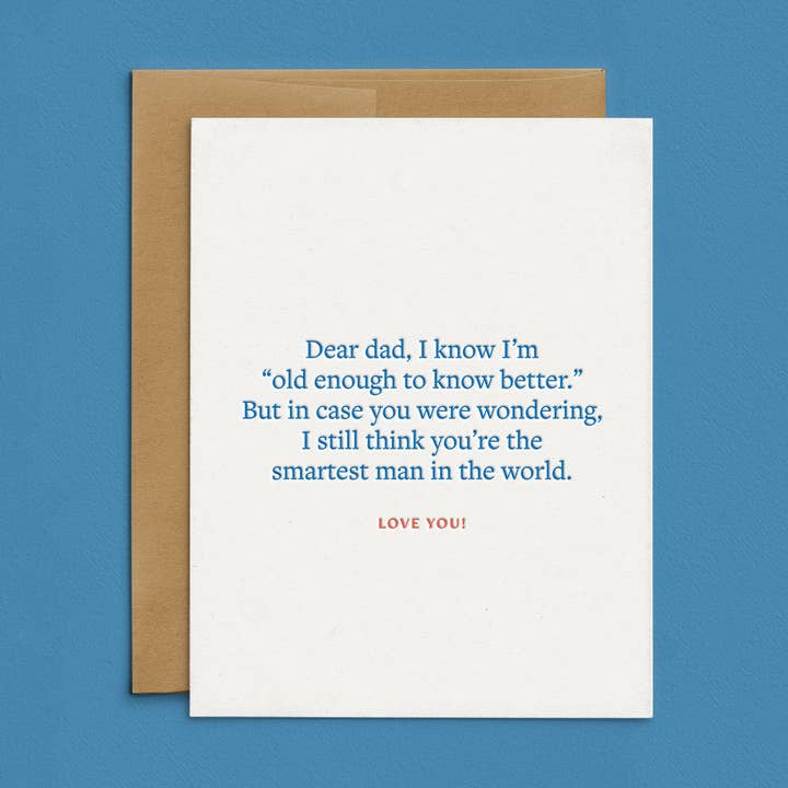 Kære far Letterpress lykønskningskort for engroshandel hos Lickety Split Press