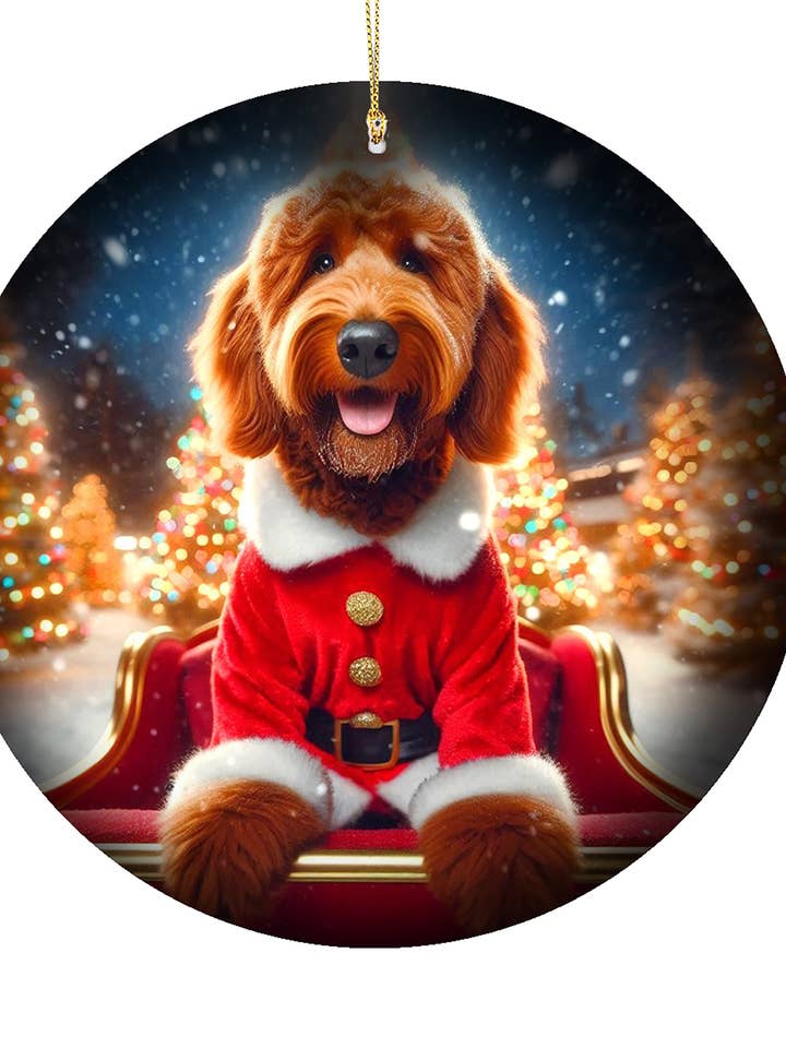 Labradoodle Red -Christmas Porcelain Ornament for wholesale by Best of Breed Products