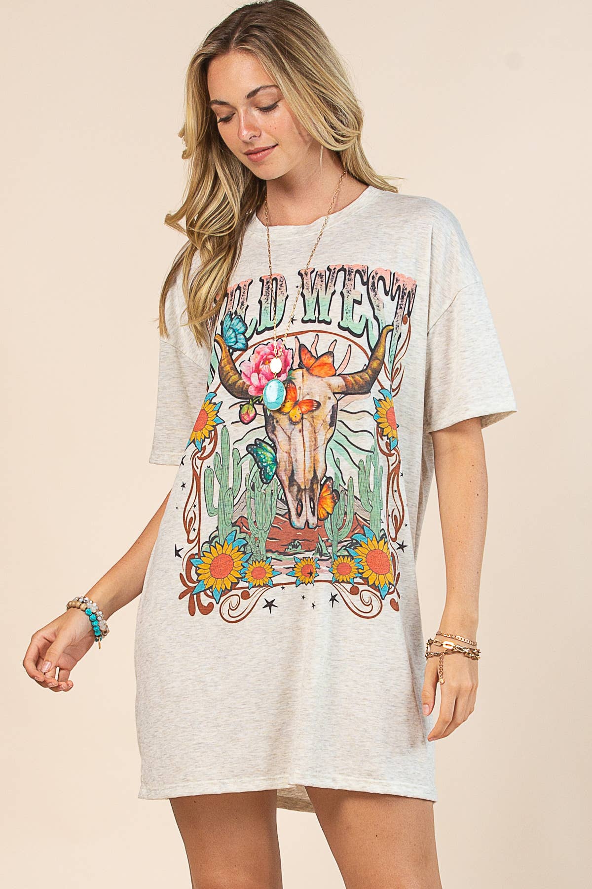 FARINA D'AVENA ABITO T-SHIRT CON GRAFICA WILD WEST AV1202-JIMENA in vendita all'ingrosso su Faire1