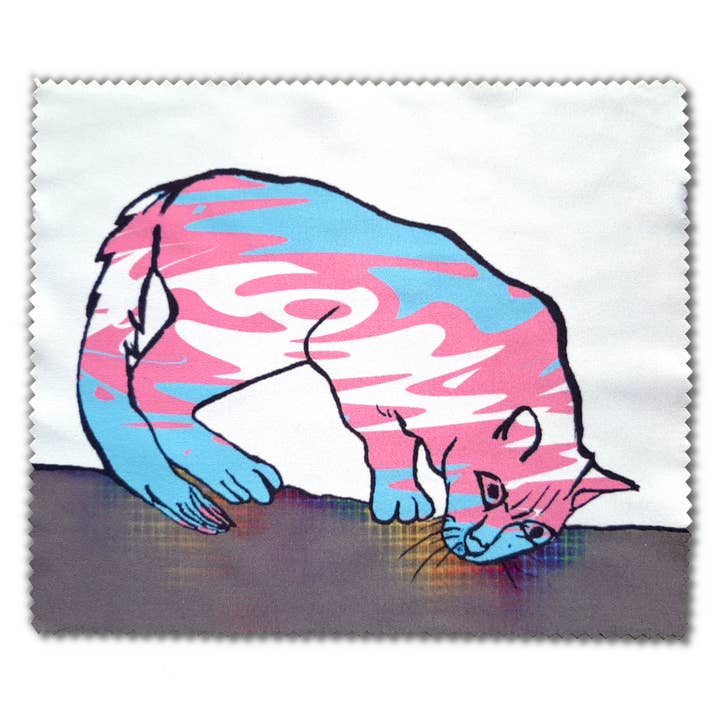 Brillenputztuch: Trans* Pride Katze für den Großhandel von trans*fabel