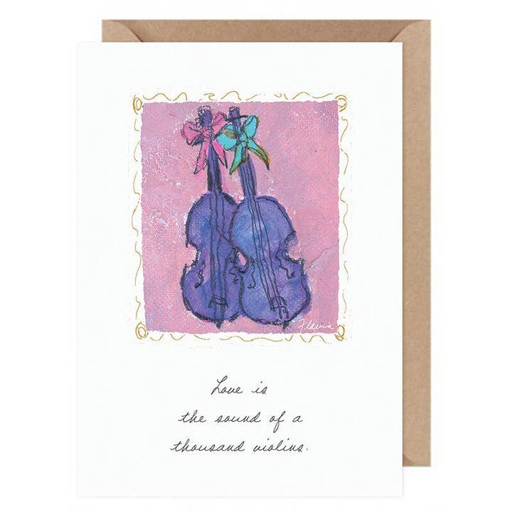 Love is a thousand violins ....Flavia Card by Flavia Weedn 100% Cotton Made in Switzerland 0003-2125 for wholesale by Flavia Art Studios