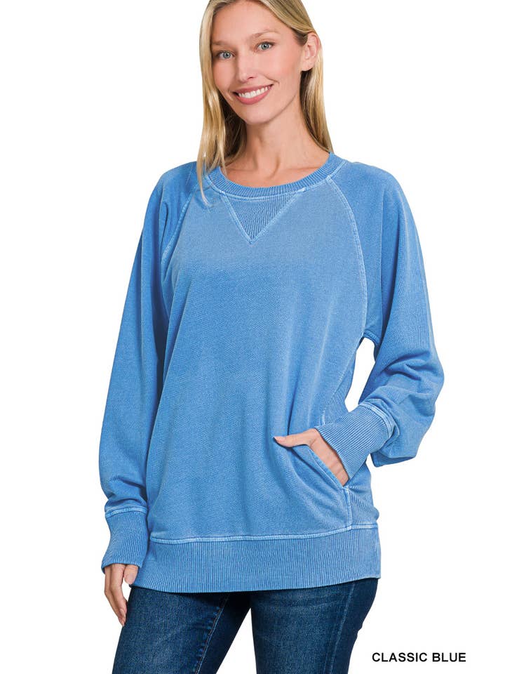 42POPS - Wholesale Sweatshirt - Women's - ',,,, Washed French Terry Pullover With Side Pockets41