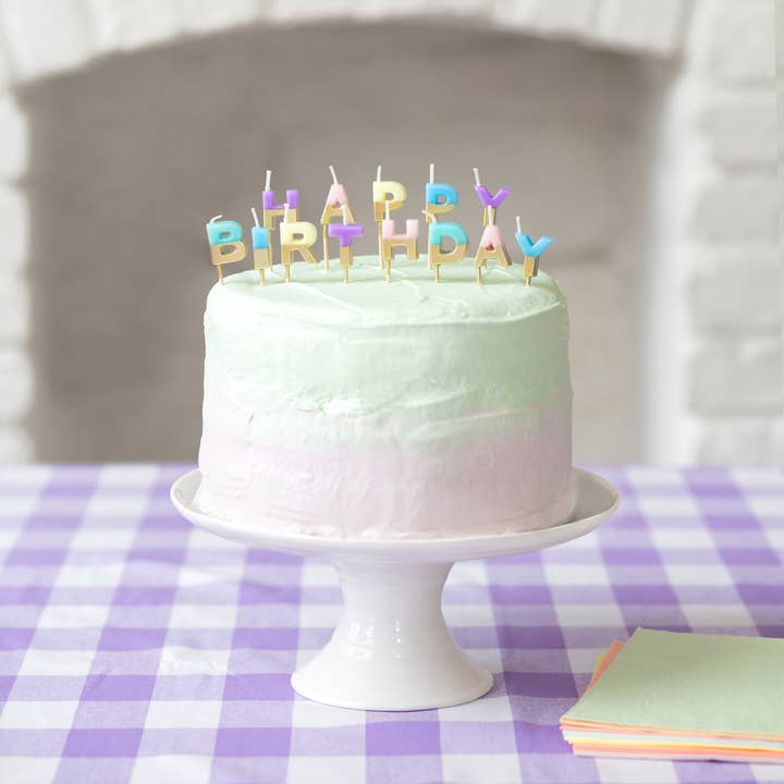 Talking Tables USA - Wholesale Cake Candle - Pastel Color Happy Birthday Candles | Cake Candles |