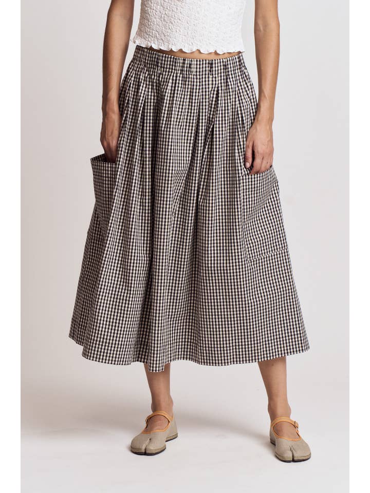 Grade & Gather - Wholesale Skirt - Women's - 50902RG - PLEAT WAIST GIGNHAM SKIRT1