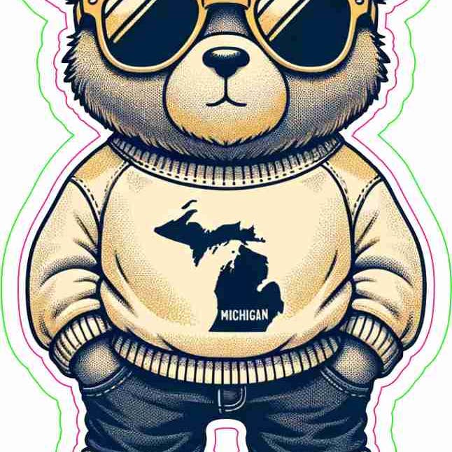 Big monkey – Engroshandel Klistermærke – Michigan Bear i solbrilleklistermærke