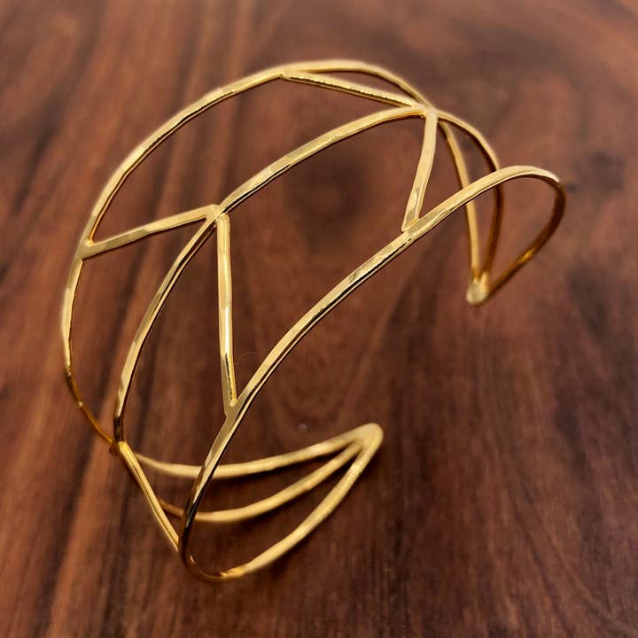 Hand Fabricated Leaf Cuff Bracelet for wholesale by Hahn Jewelry