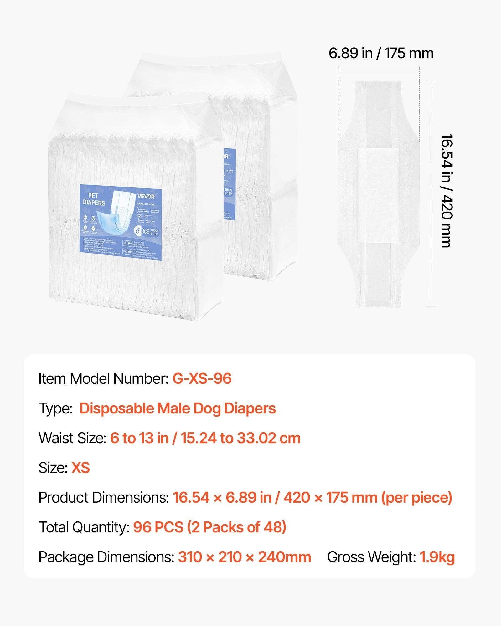 Naomi's Happy Place Shop – Großhandel Windel für Haustiere – Hund – Einweg-Hundewindeln für Rüden, super saugfähig, Größe XS, 96 Stück6