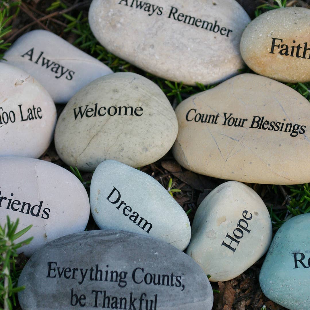 Garden Age Supply - Wholesale Decorative Tabletop Object - Miracle Stones - Mini Regular Stones with Words & Phrases1