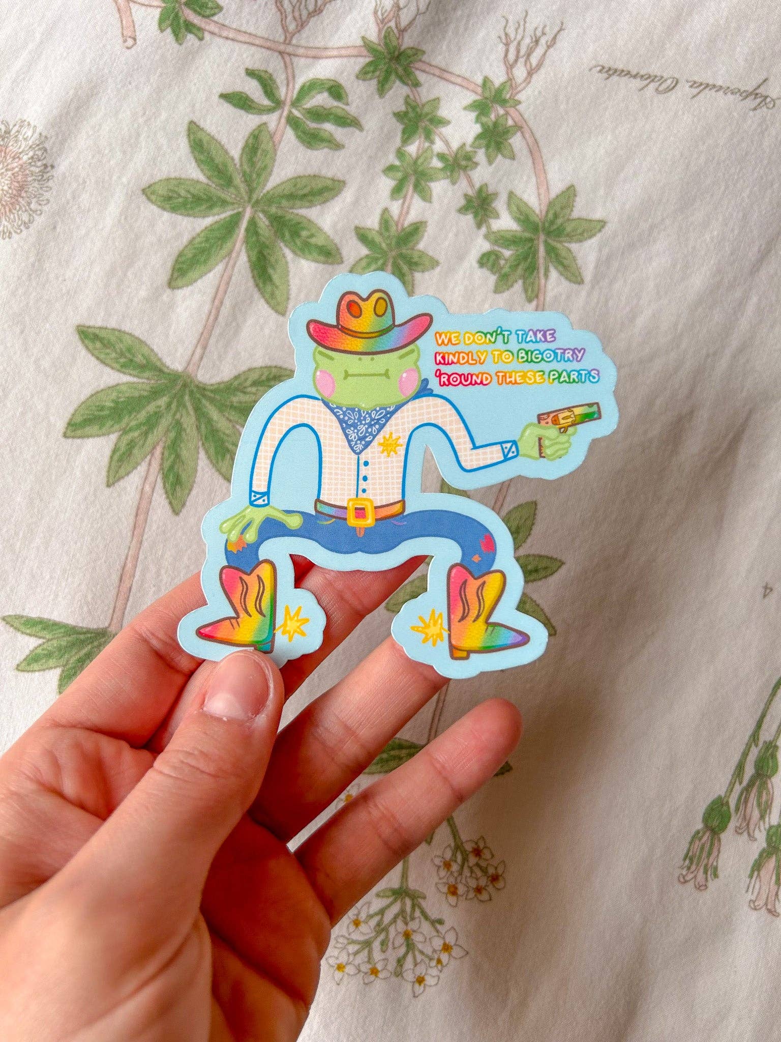 Hollandaize Art – Adesivo por atacado – Pride Cowboy Frogs | Não levamos gentilmente ao bigotry Sticker1