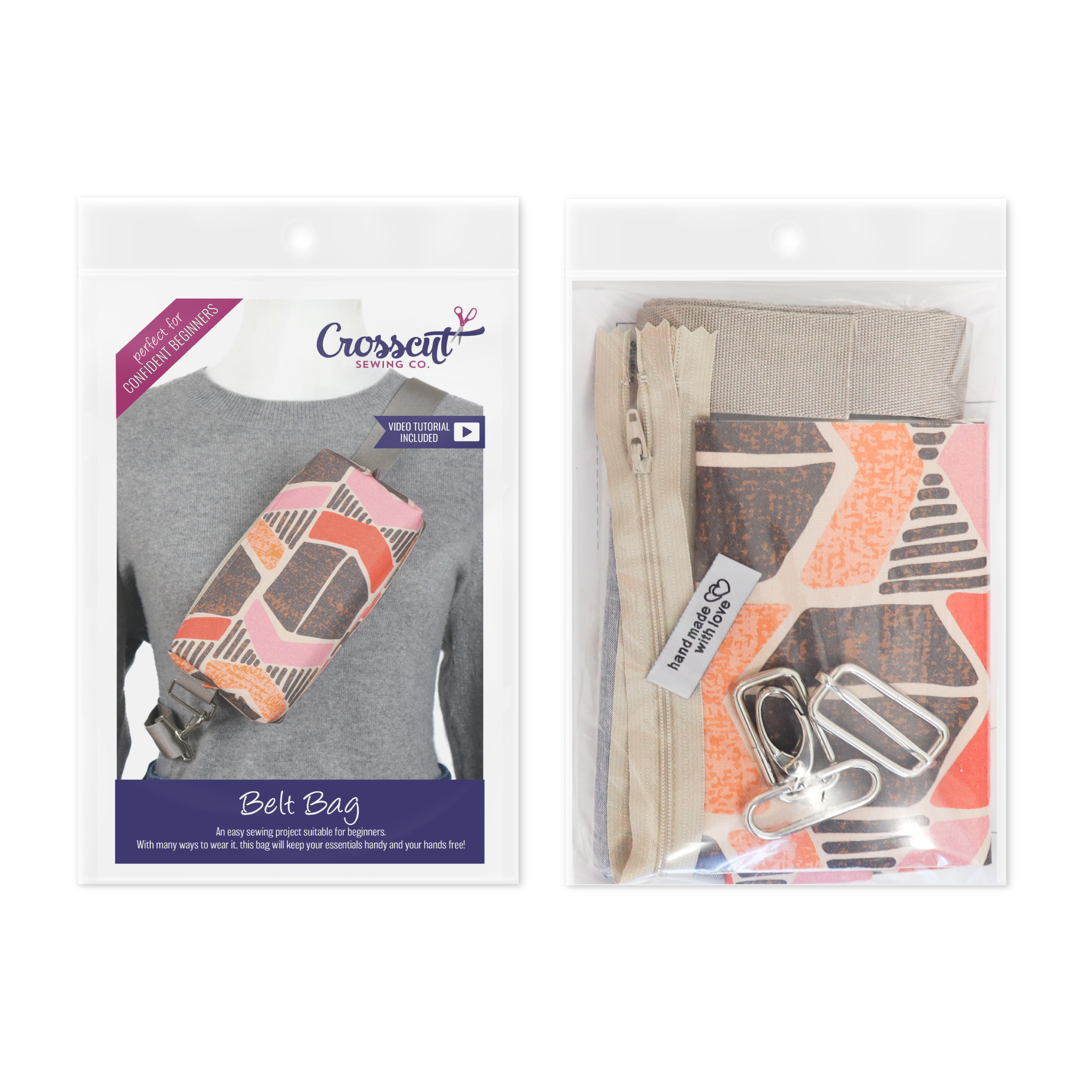 Crosscut Sewing Co. - Wholesale Belt Bag - Women's - Belt Bag Sewing Kit - Supplies, Printed Pattern and Video Tutorial28