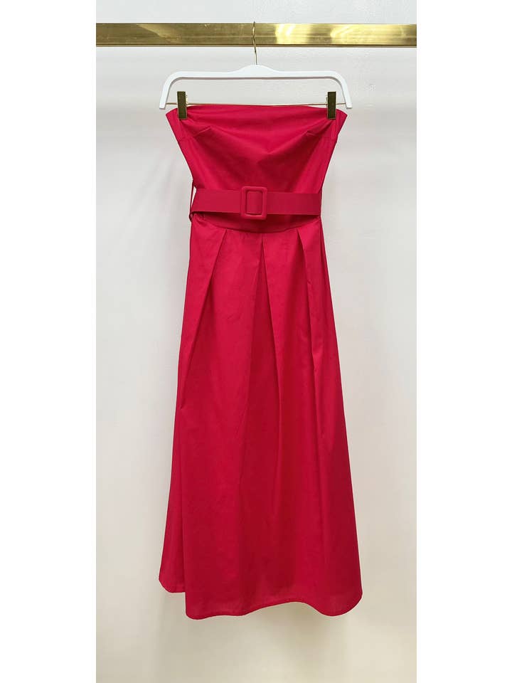MILIO MILANO - Wholesale Dress - Women's - STRAPLESS MIDI DRESS WITH BELT (700750/6411)19