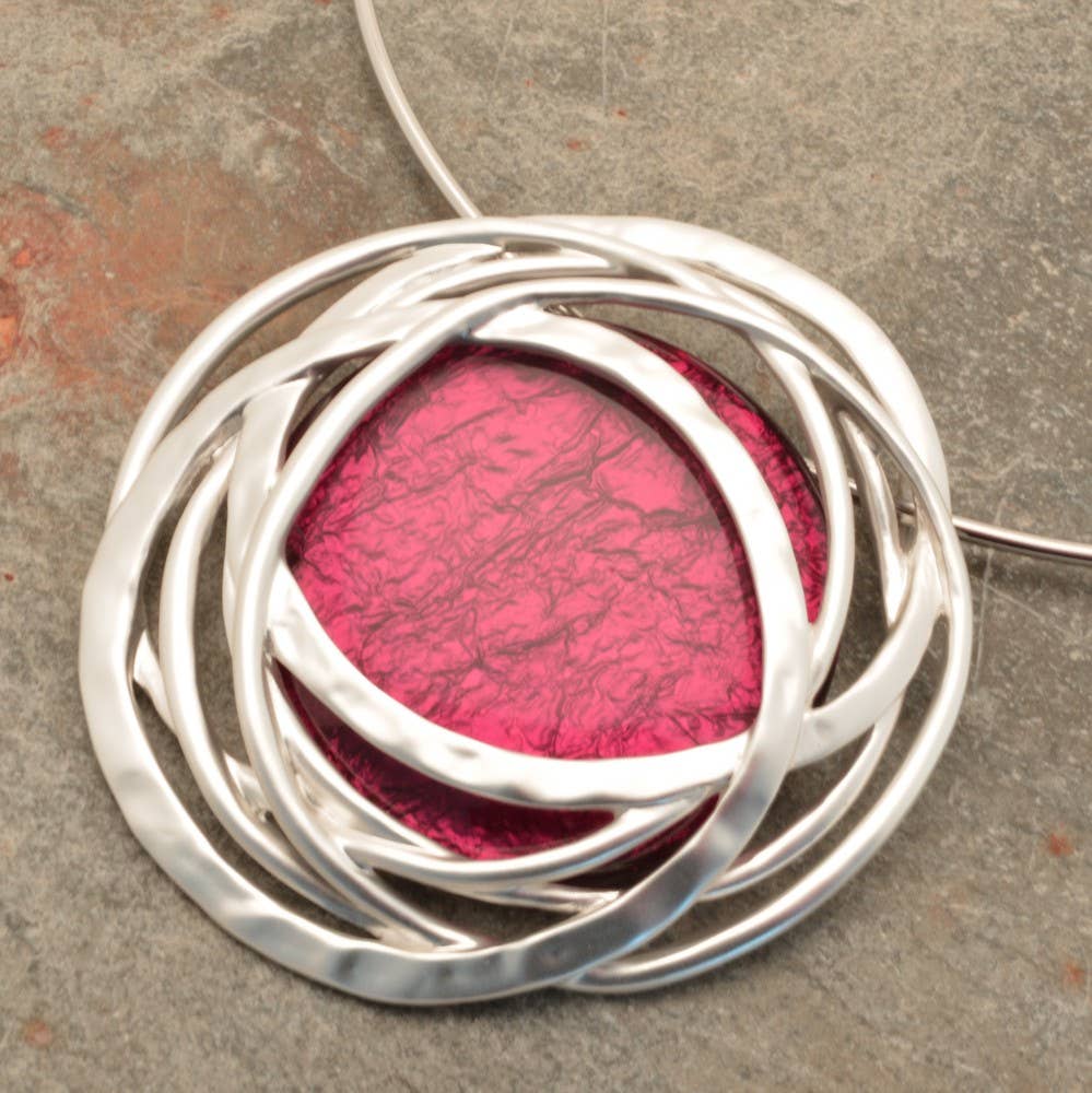 Miss Milly Limited – wholesale Pendant/charm necklace – Dark Red and Silver Statement Necklace1