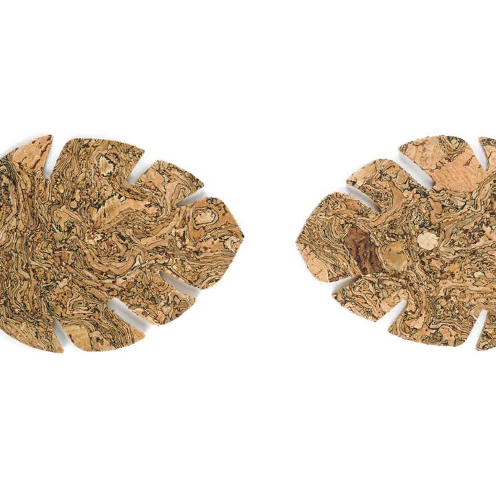 100% cork | NATTURA | Set of 4 Coaster leaf format for wholesale by NATTU - Ecoproducts for Life