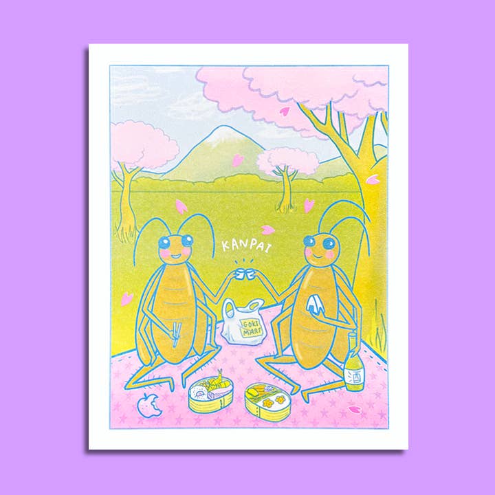 Hanami - Risograph Print for wholesale by Tamiko Sidore Studio