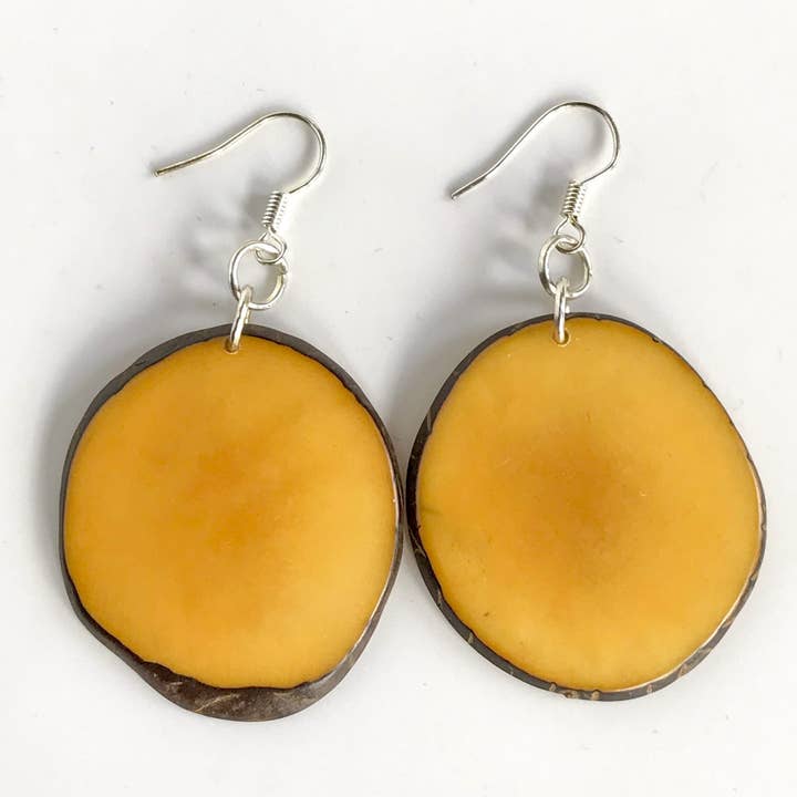 Belart Fair Trade - Wholesale Dangle Earrings - Tagua Single Slice Maya Earrings