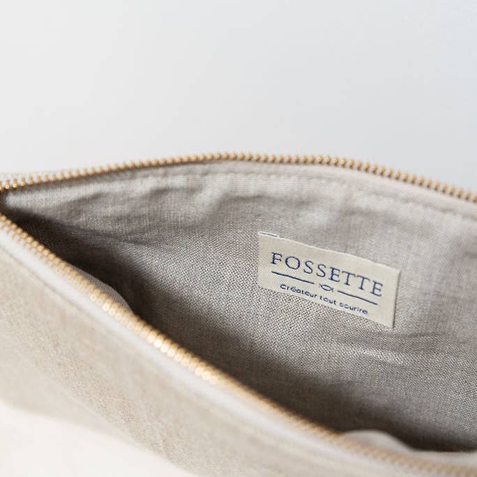 Täschchen - schwarze Hanfware - Fichte - altes Leder - Gold für den Großhandel von Fossette