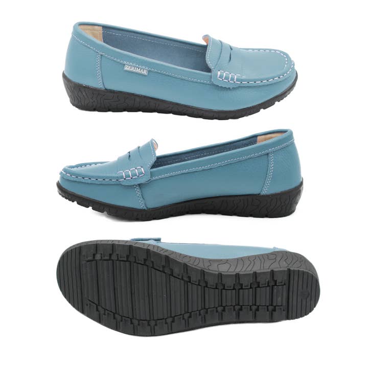 Azul Mocasines de cuero para mujer Zerimar - Zapatos de vestir cómodos, azul de venta al por mayor en Faire