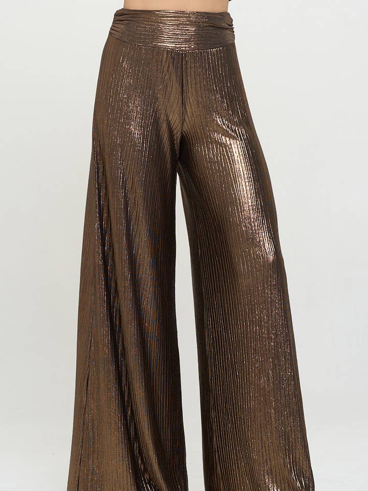 Made in USA Metallic Pants w/ Elastic Waist for wholesale by Renee C.