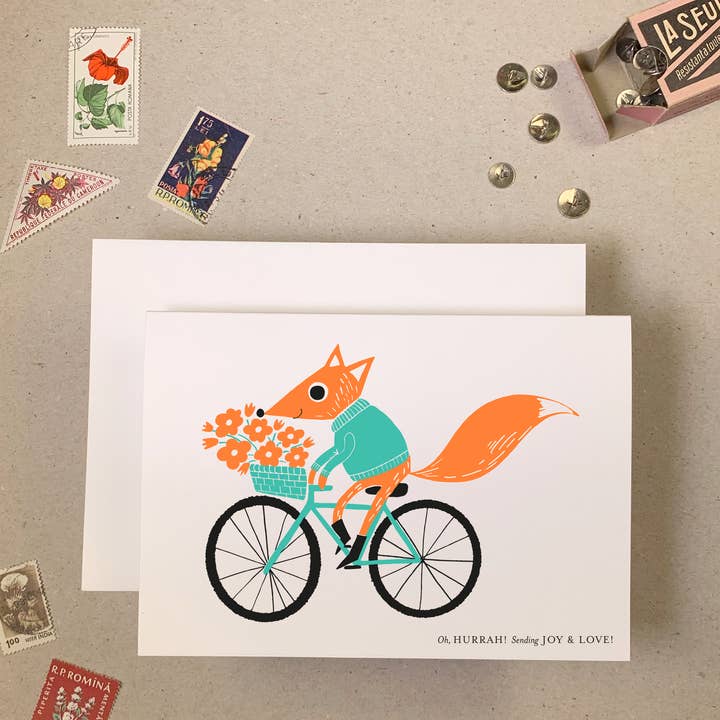 Cartão de saudação diário Hurrah Fox of JOY por atacado de IMOGEN OWEN